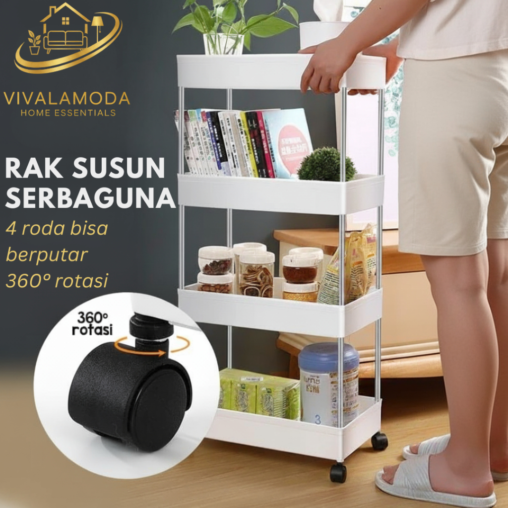 YEYE MULTIPURPOSE RACK 4-TIER MULTIPURPOSE RACK WITH WHEELS ACSTETIC TROLLEY RACK 4-TIER RACK