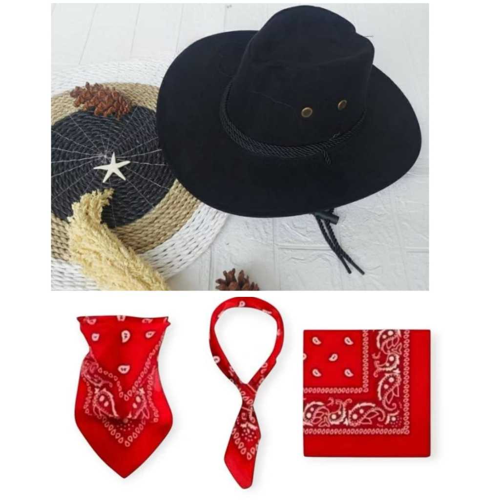 COWBOY HAT SET RANCH HAT / หมวก COWBOY ผู้ใหญ่พร้อมสายรัด / ชุด COWBOY | หมวก UNISEX ผู้ใหญ่ COWBOY 