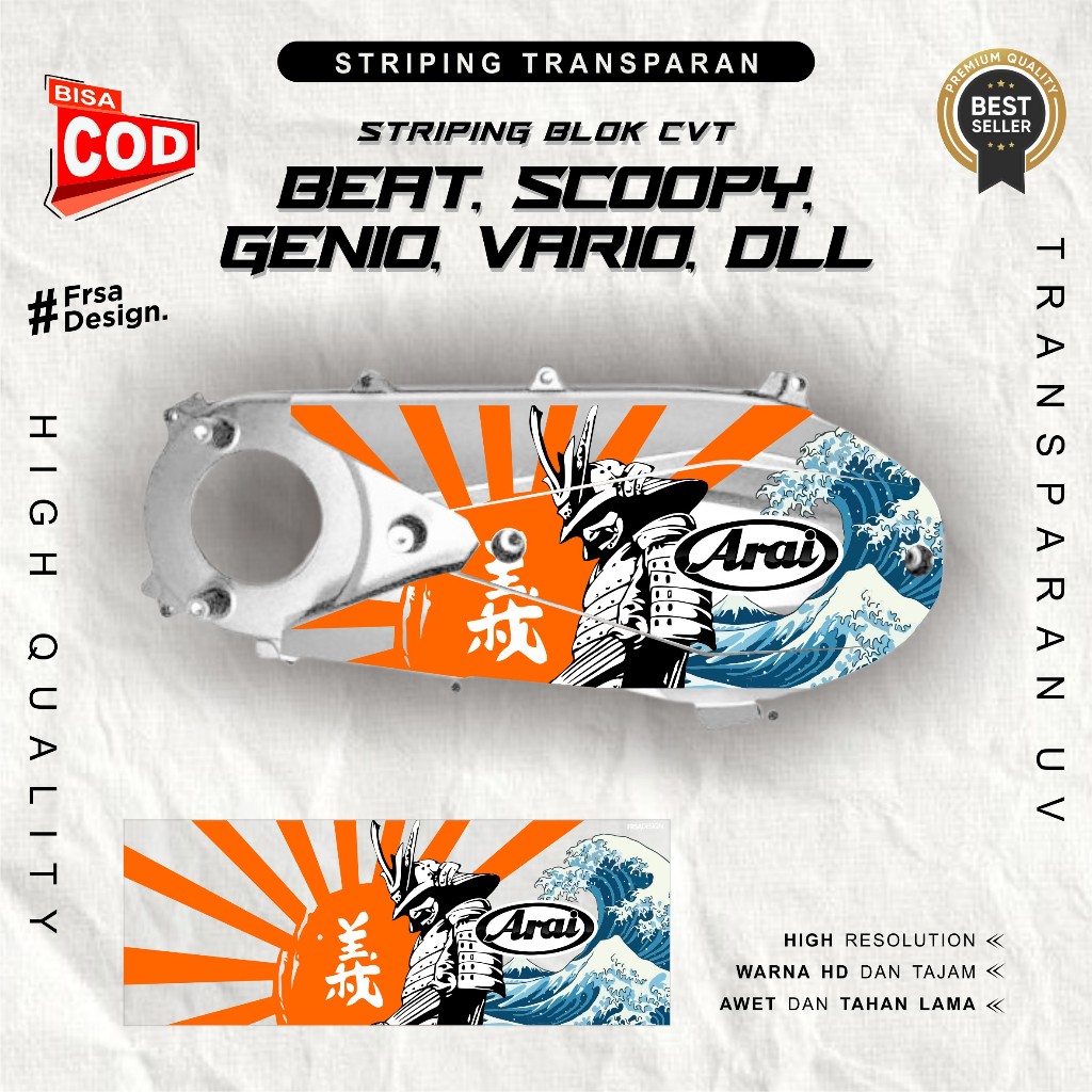 สติ๊กเกอร์ถัง CVT โปร่งใสสําหรับ Honda, BEAT, SCOOPY, GENIO, SPACY, VARIO, Arai JPN Bushido