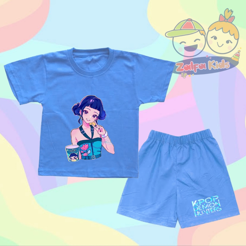 Zoey Huntrix Kpop Demon Hunters ชุดเสื้อยืดและกางเกงสําหรับเด็ก