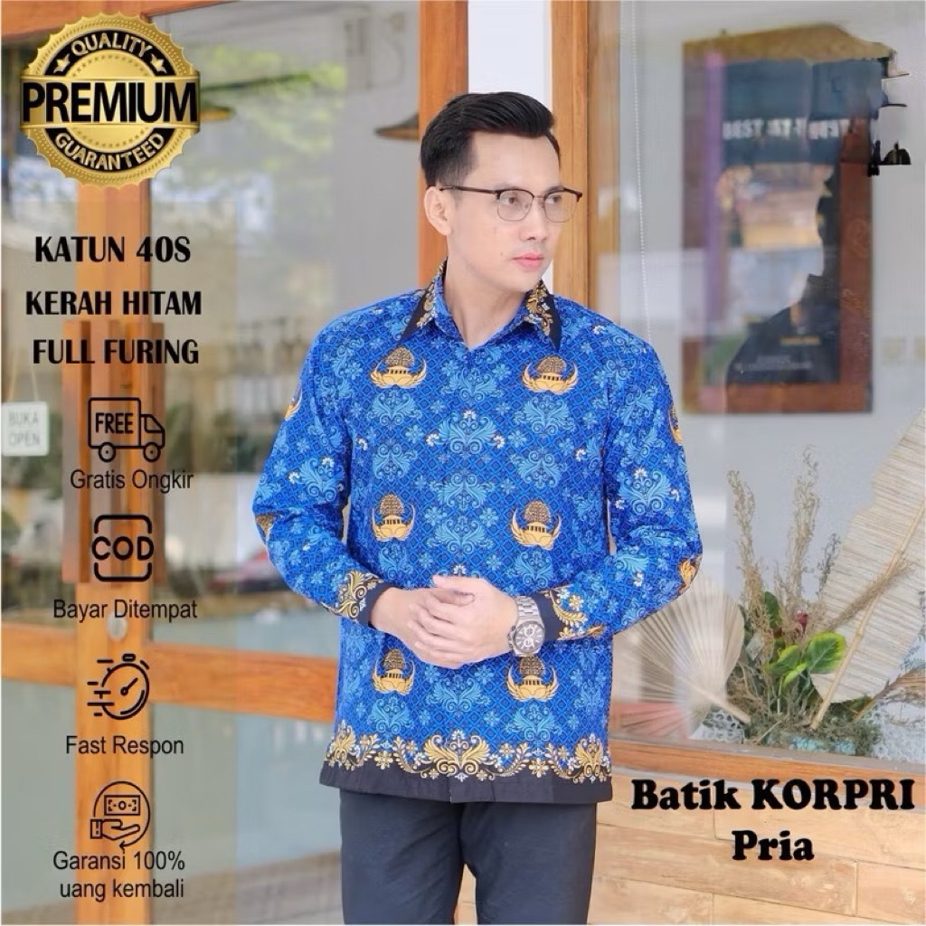 ผ้าบาติก Korpri ใหม่ล่าสุด คอปกสีดํา / ชุด ASN Korpri รุ่นล่าสุด / 2024 เสื้อ Korpri