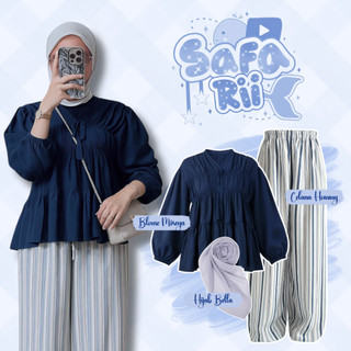 OOTD Remaja Wanita Kekinian (Blouse Mireya, Celana Hommy, Hijab Bella) One Set Hangout Kuliah MSO58