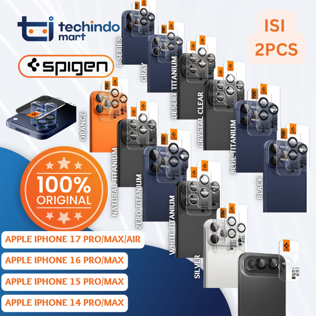 กระจกนิรภัยป้องกันเลนส์กล้องสําหรับ iPhone 17 Pro Max Air Spigen GlastR EZFit Optik Pro 2 แพ็ค Anti-