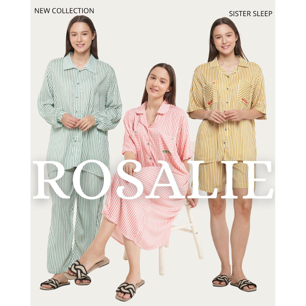 ROSALIE SERIES - L-LENGTH PAJAMAS, SHORT PAJAMAS & BUTTON DRESS