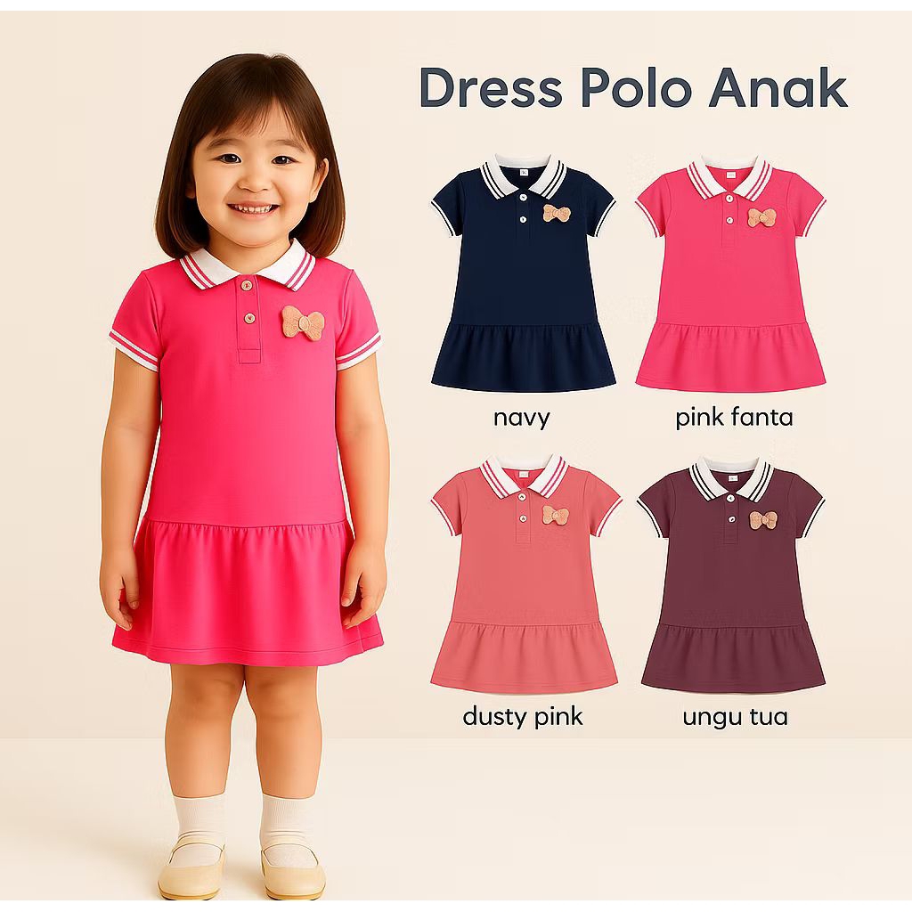 POLO DRESS สําหรับ GIRLS AGED 1 MONTH-5 ปี