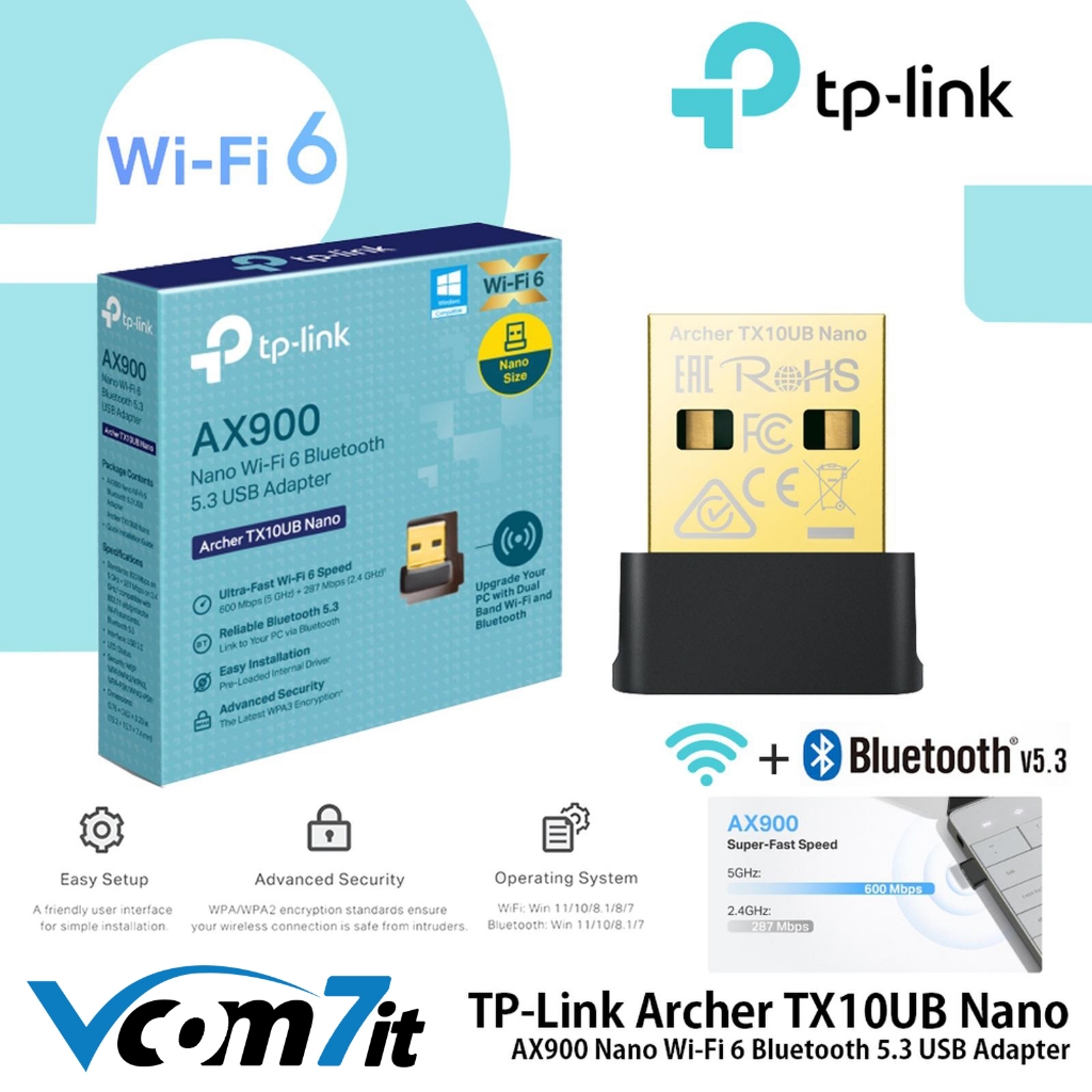 อะแดปเตอร์ WiFi TP-Link Archer TX10UB Nano AX900 Wi-Fi 6 Bluetooth 5.3 USB