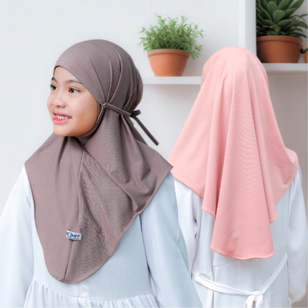 DVC - LARENA Instant Bergo Hijab with Straps for Children 5-10 Years Premium Jersey / Maryam Childrens Bergo Hijab