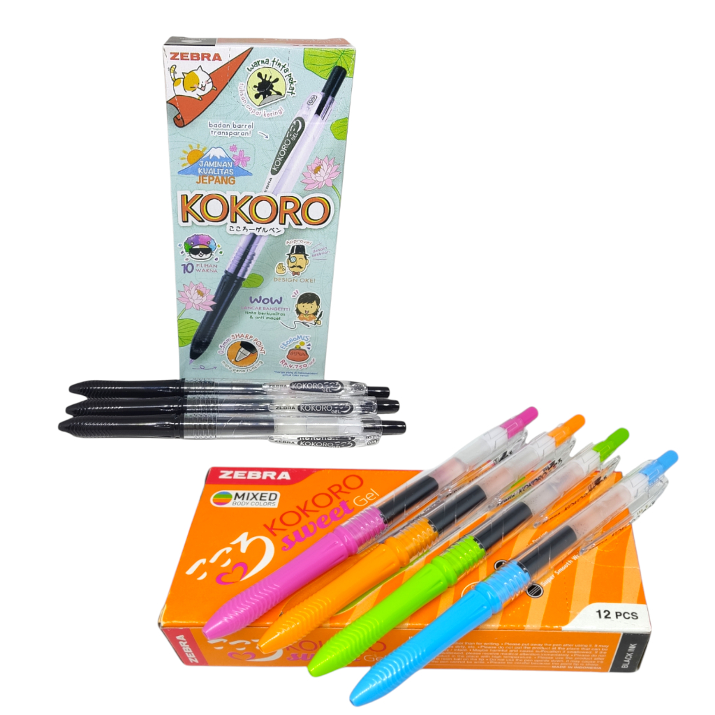 (1 ชิ้น) ปากกาลูกลื่น Zebra Kokoro Black & Kokoro Sweet 0.5 มม. หมึกดํา