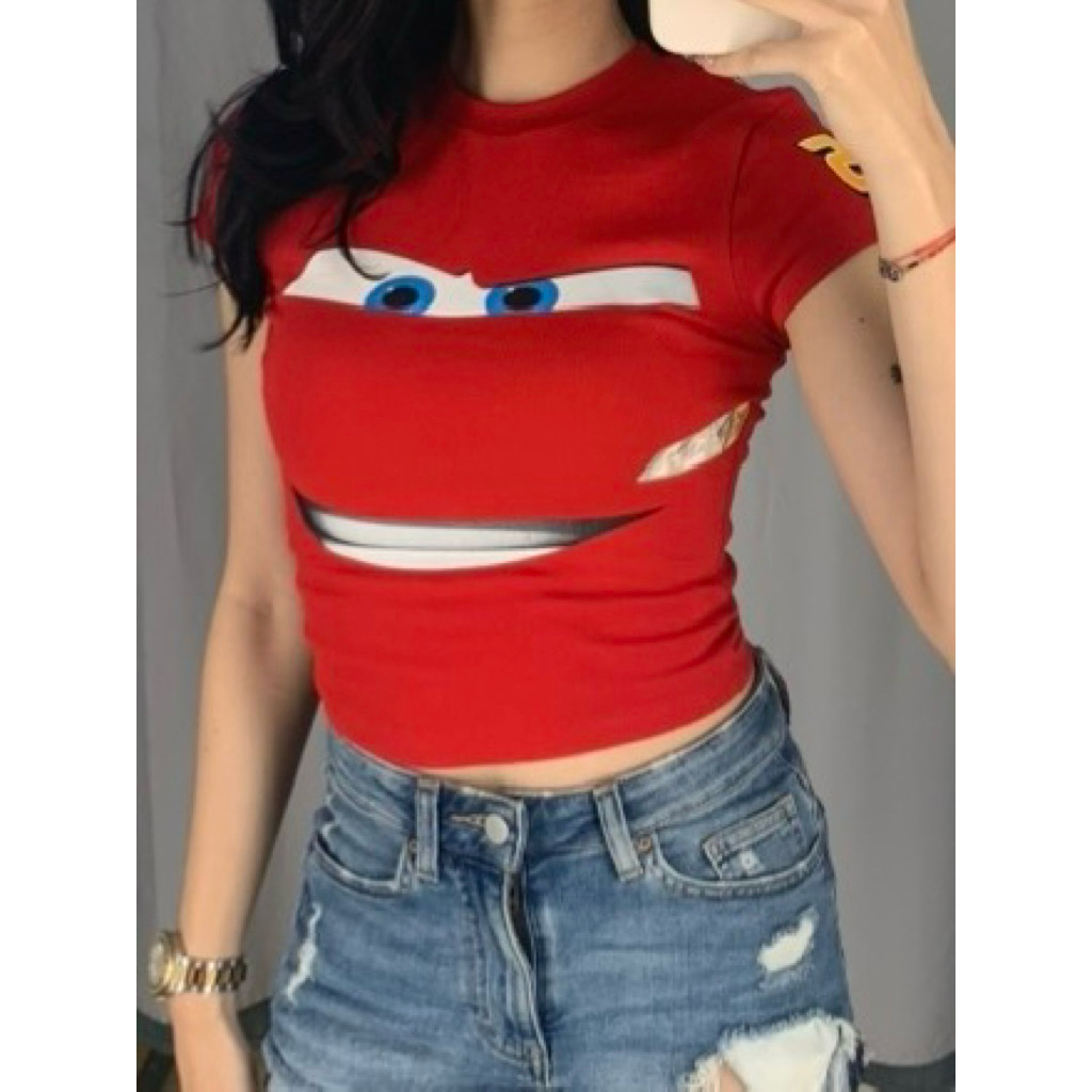 เสื้อครอปสีแดง Mcqueen