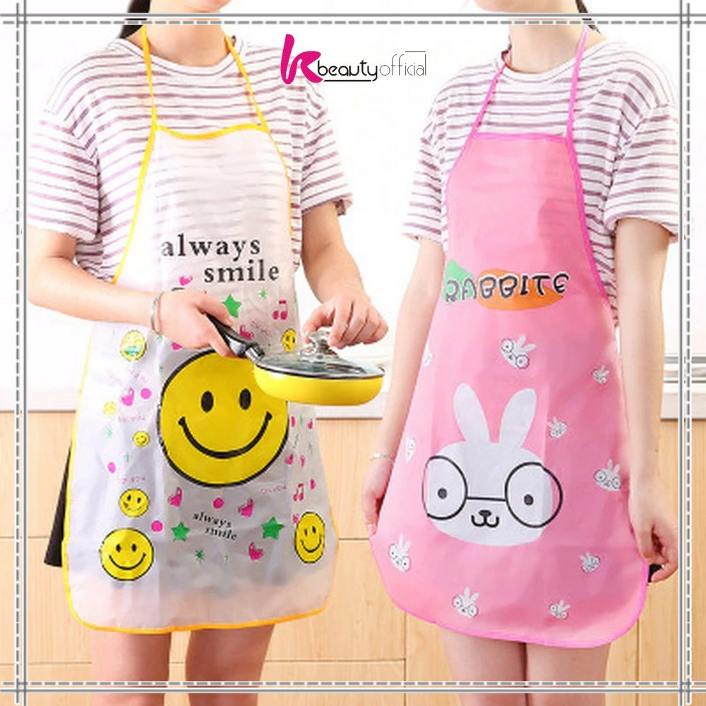EC KB-C135 ผ้ากันเปื้อนทําอาหารกันน้ําผ้ากันเปื้อนทําอาหารการ์ตูนน่ารักตัวอักษรผ้ากันเปื้อนครัว