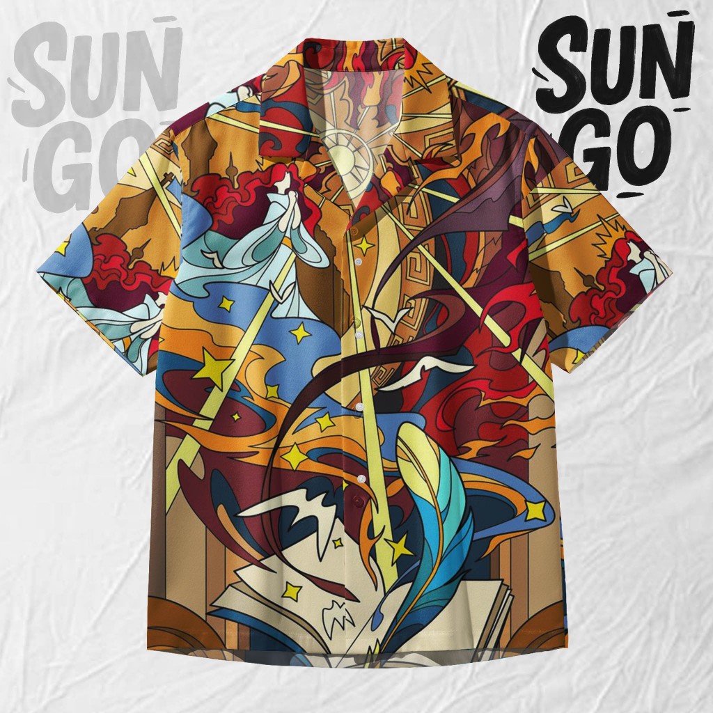 KEMEJA SUN GO เสื้อเชิ้ตสไตล์ญี่ปุ่นผู้ชาย - เสื้อเชิ้ต Stork Motif Japanese | SG168