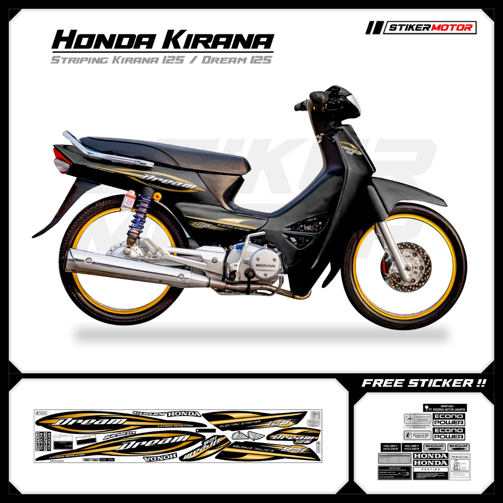 KIR10 Striping สติกเกอร์ Honda Kirana 125 Honda Dream 125 ncx Variation Mothai สติกเกอร์ Striker Str