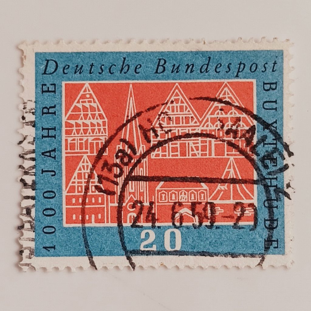 (AD) แสตมป์เยอรมัน Republic of Federal 1959 1000 Years Town of Buxteude 20 pfennig Used