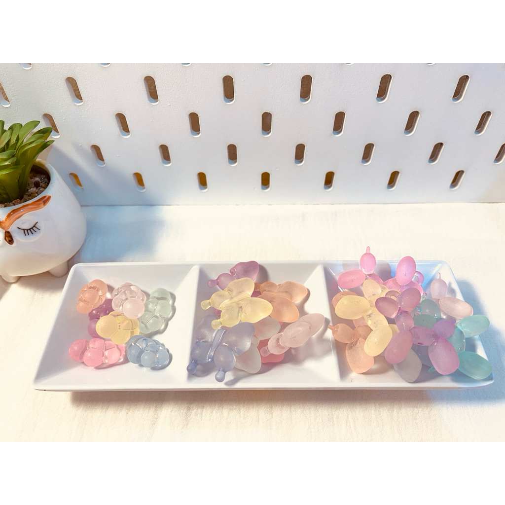 ลูกโป่ง Mote Charm 7 ชิ้น Poodle/Clouds/Butterfly, Large, Clear, Matte, Mosa Mix Colours Ab