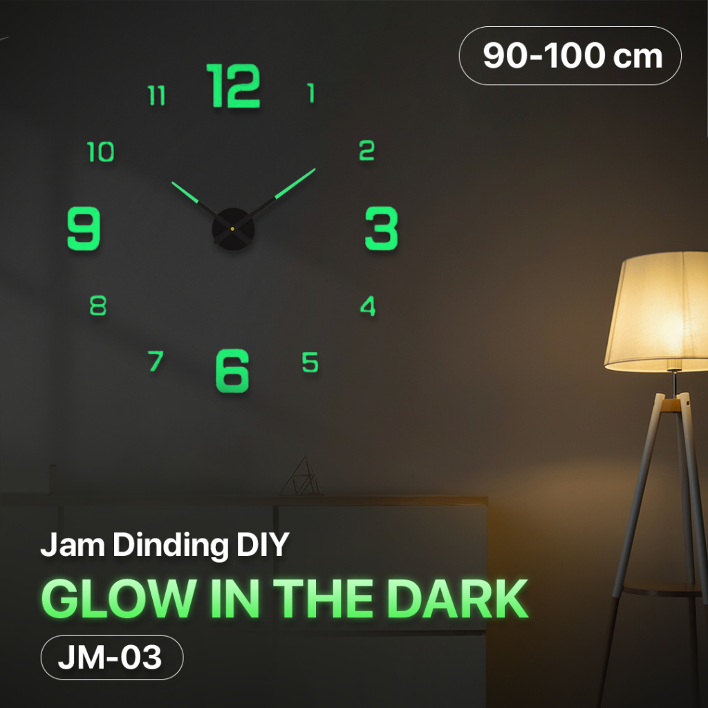 DIY Glow in The Dark นาฬิกาแขวนขนาดใหญ่ตกแต่งผนัง 90-100 ซม. - JM-03