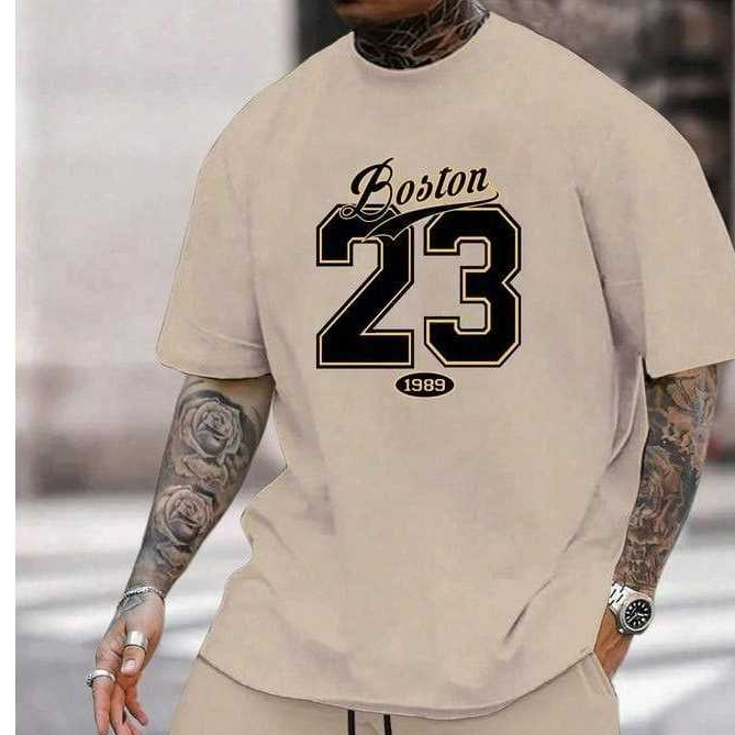 เสื้อยืดแขนสั้นผู้ชาย Twenty Thee ลาย Boston 23 Premium / American Mens Retro Top