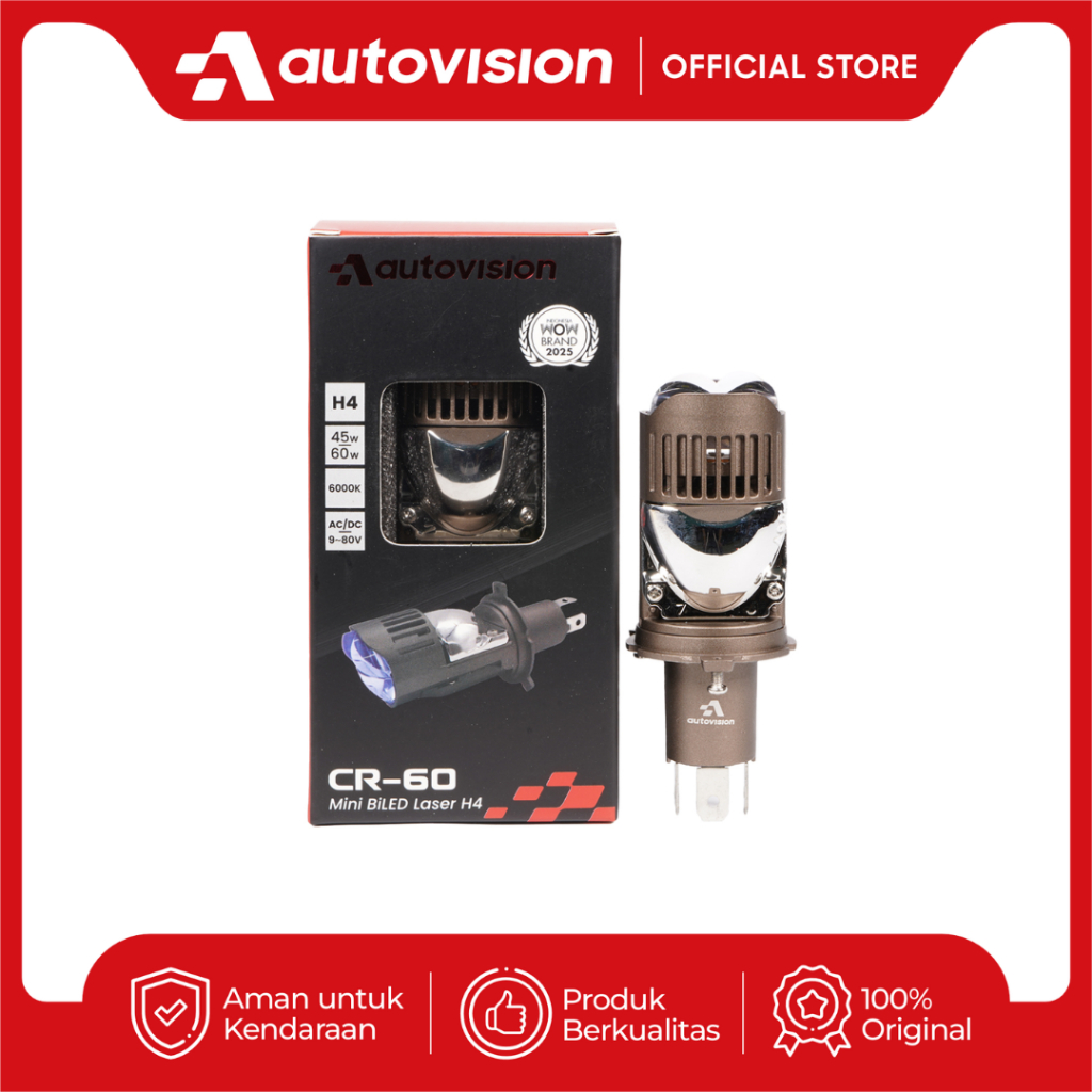 มอเตอร์ Mini BiLED H4 CR-60 12V 45W/60W 6000K (สีขาว)
