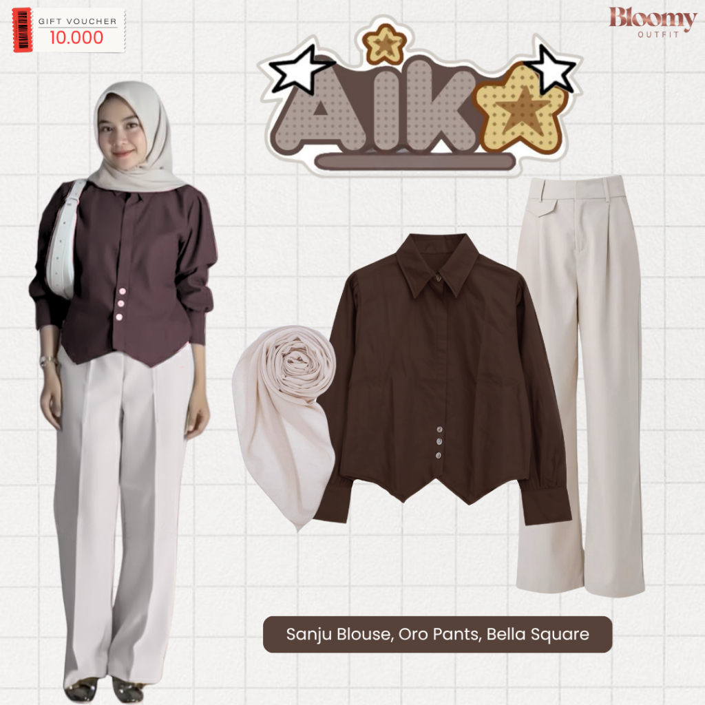 One Set เกาหลี 3in1 (เสื้อ Sanju + Oro Knit + Bella Square) ชุดฮิญาบวัยรุ่นอินเทรนด์ - LM20