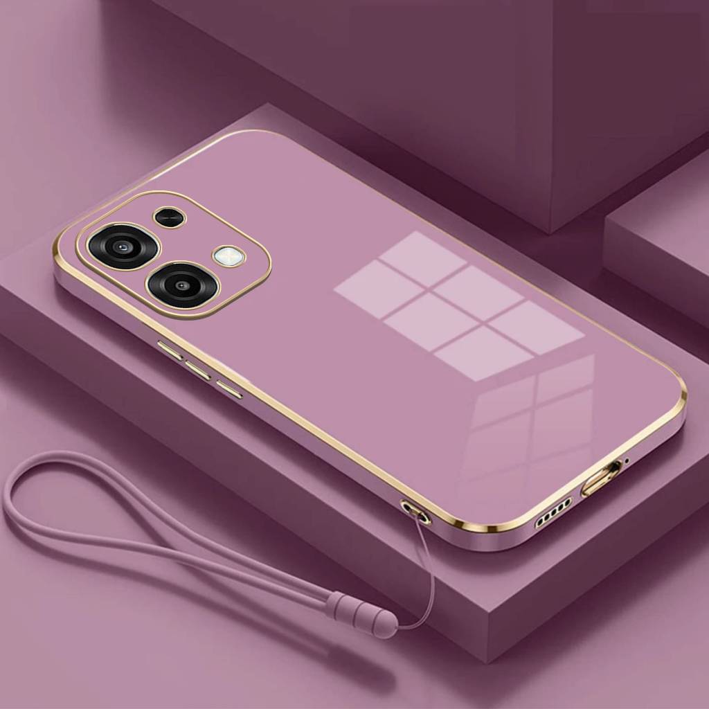 Soft Case Oppo A6 A6x A6 Pro 4G A6 Pro 5G Casing Electro Plating Frame Free Strap