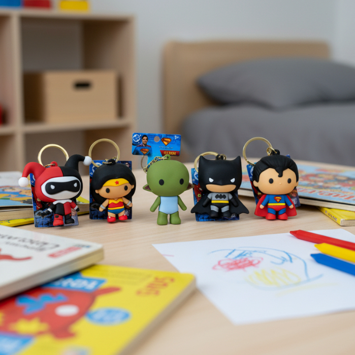 GANTUNGAN พวงกุญแจซูเปอร์ฮีโร่น่ารัก DC Comics – Batman Superman Wonder Woman Harley Quinn Baby Joey