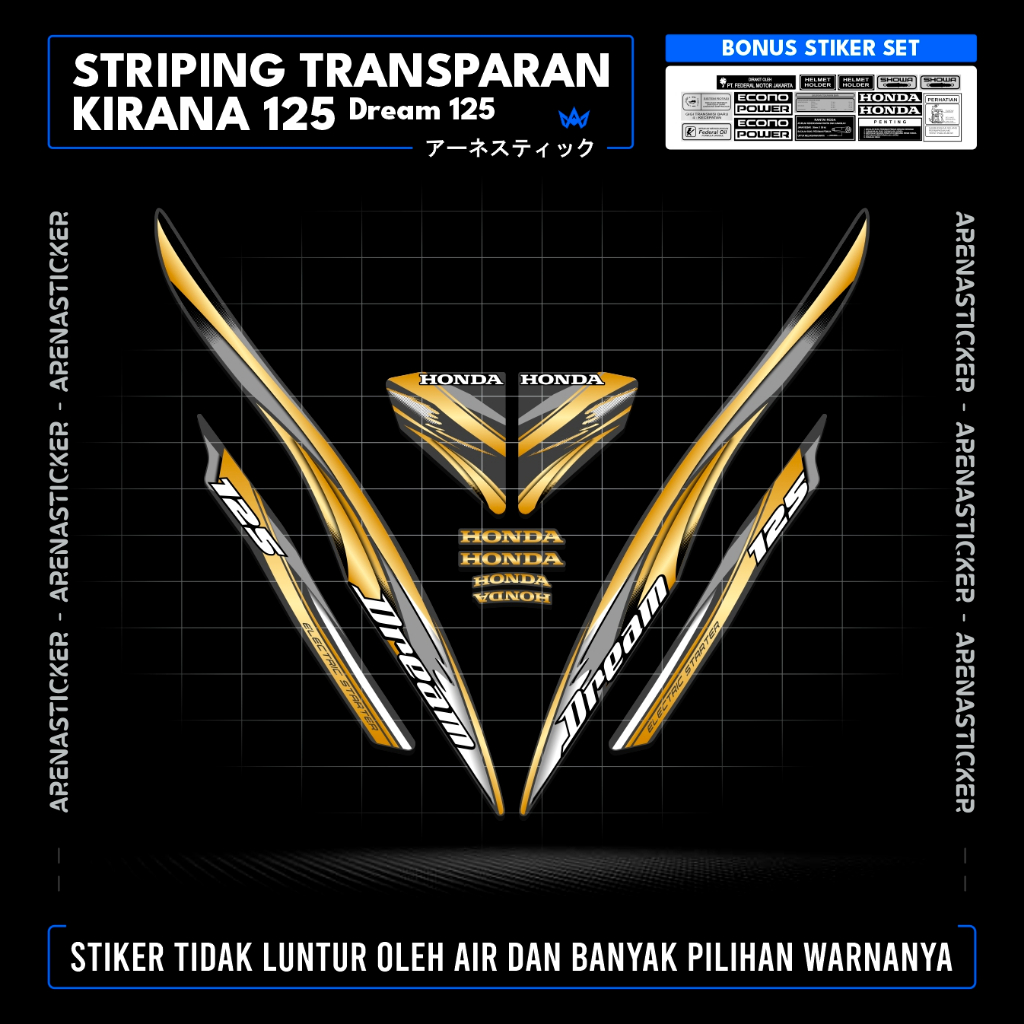 รหัส KIRT01c TRANSPARKENT Striping Honda Kirana 125 Honda Dream 125 Ncx สติ๊กเกอร์ Striping Strippin