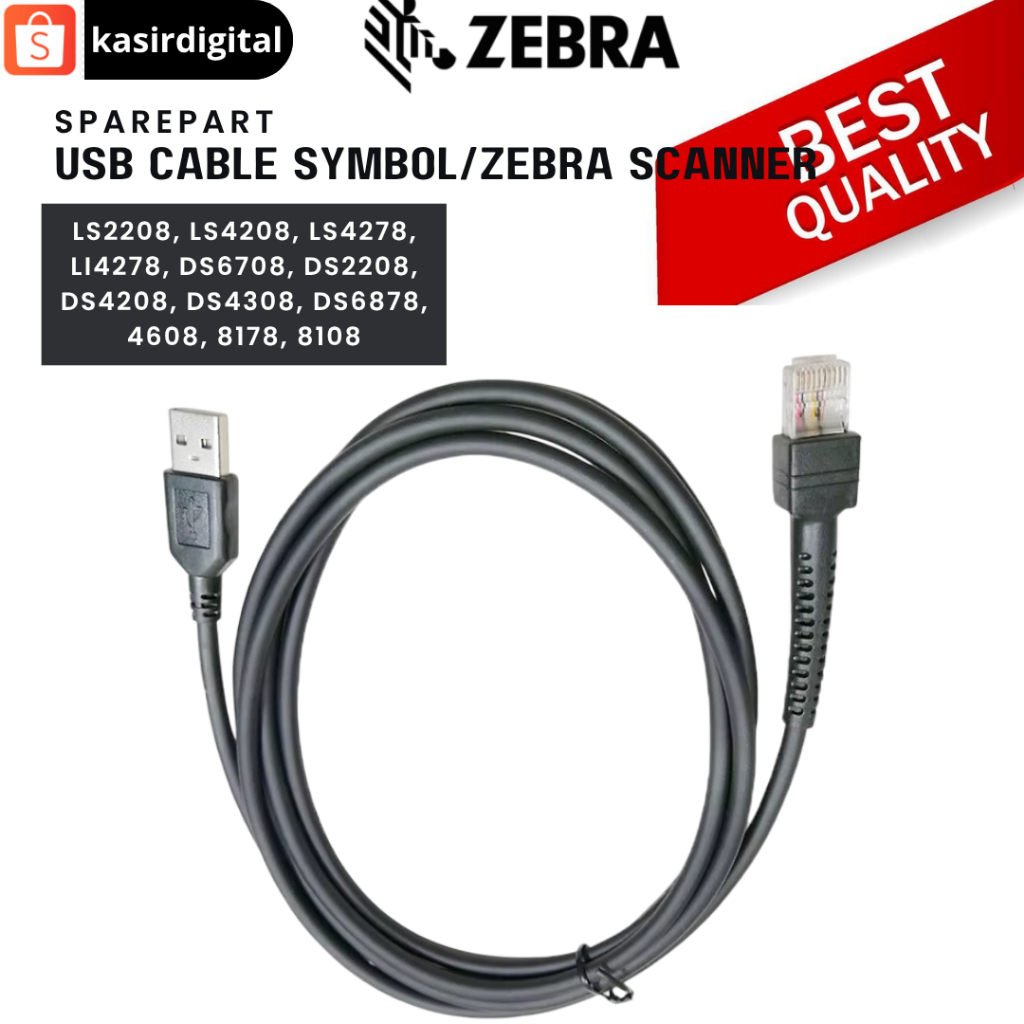 Zebra USB Data Cable สําหรับ Zebra Motorola LS2208 LS4208 LS4278 LI4278 DS6708 DS2208 DS4208 DS4308 
