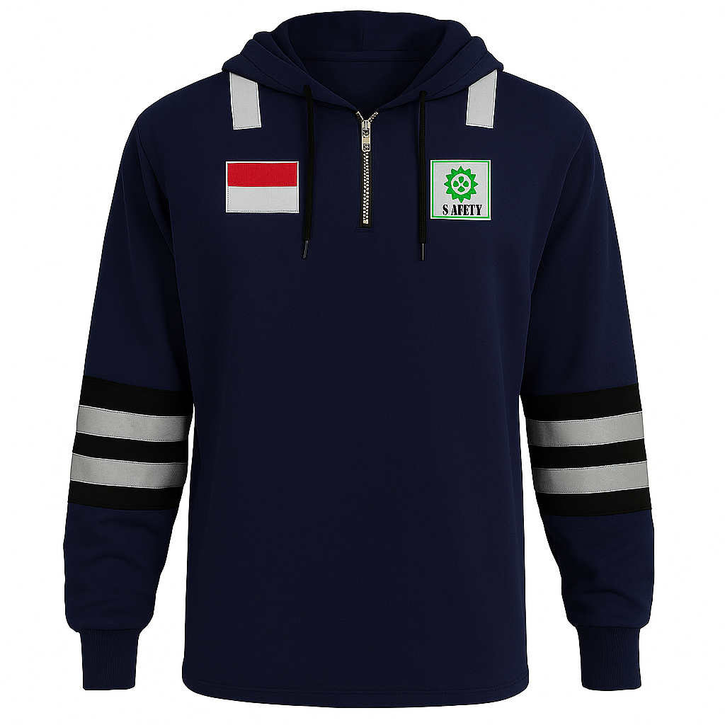 Ku Uniform เสื้อยืด Safety First Long Sleeve Navy Hoodie ฟรี FLAG & SAFETY