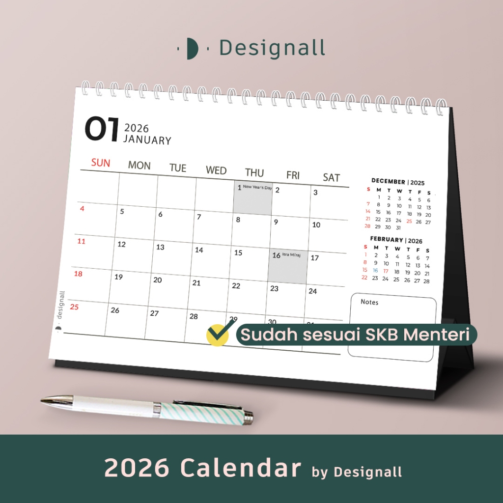 Designall 2026 Aesthetic Desk Calendar / VN Spiral Desk Calendar