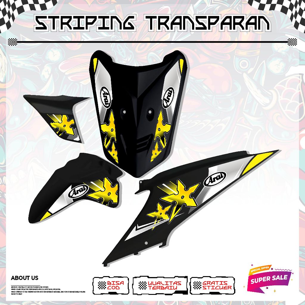 HONDA BEAT CARBON ARAI TRANSPARKENT สติ๊กเกอร์แถบยูวี