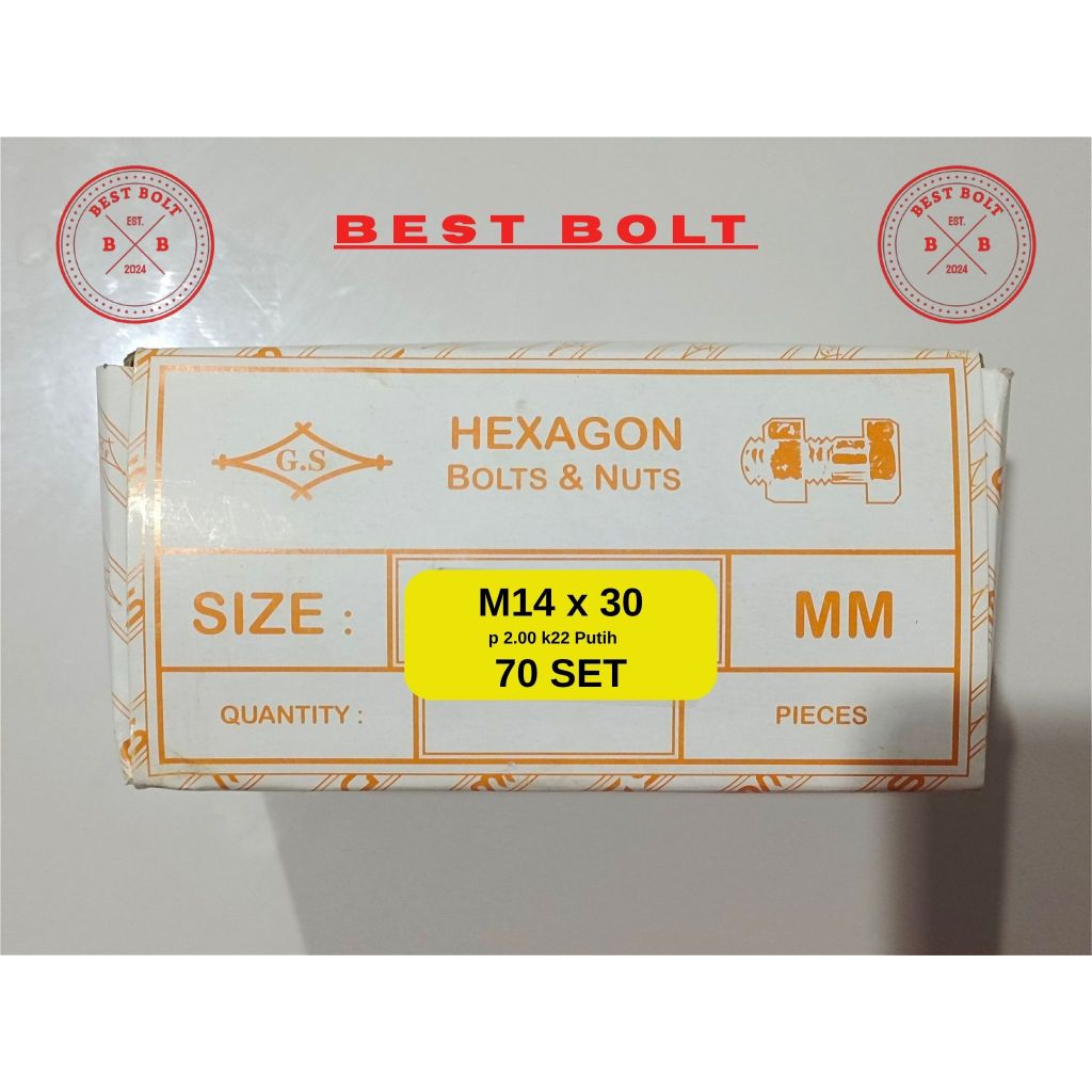 Hexagonal M14 Nut Bolt (Key Bolt 22) - สีขาว - ยาว MM 30 - MM 100