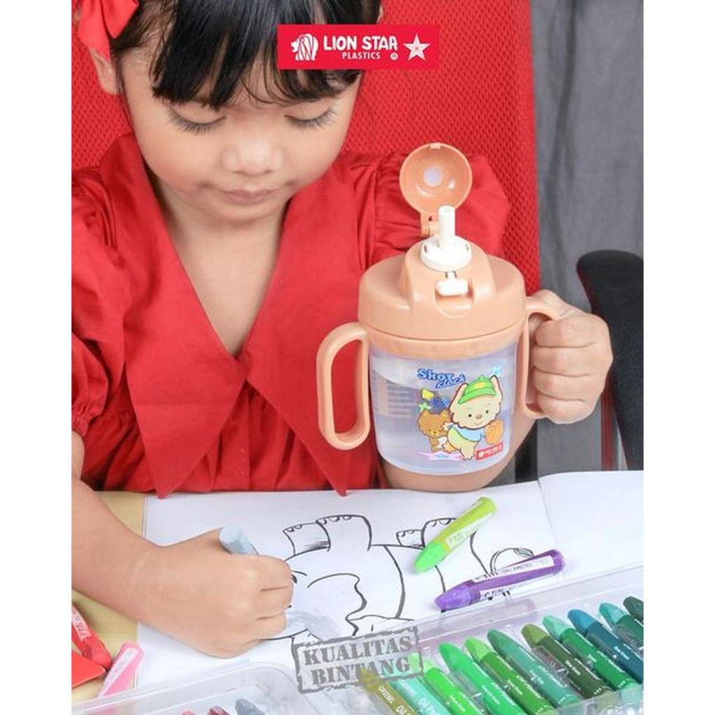 300ml แก้วนมเด็กวัยหัดเดินขวดดื่ม Tora Lion Star GL 76 สีขาวขวดดื่มเด็กพลาสติกเครื่องดื่มถ้วย GL-76 