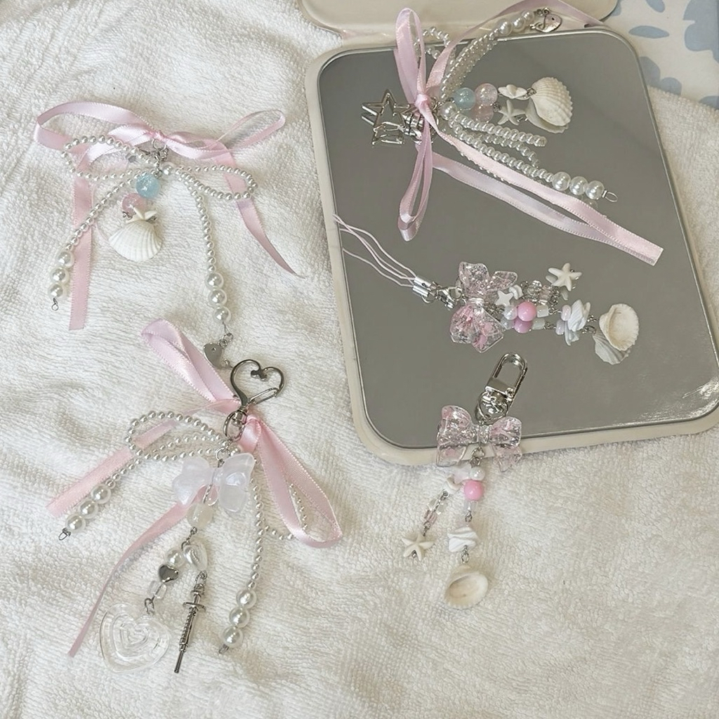 GANTUNGAN Mocorie - Aurelia Coquette พวงกุญแจ / กระเป๋าริบบิ้น Charm / Pink Bow Bag Charm / ริบบิ้นส
