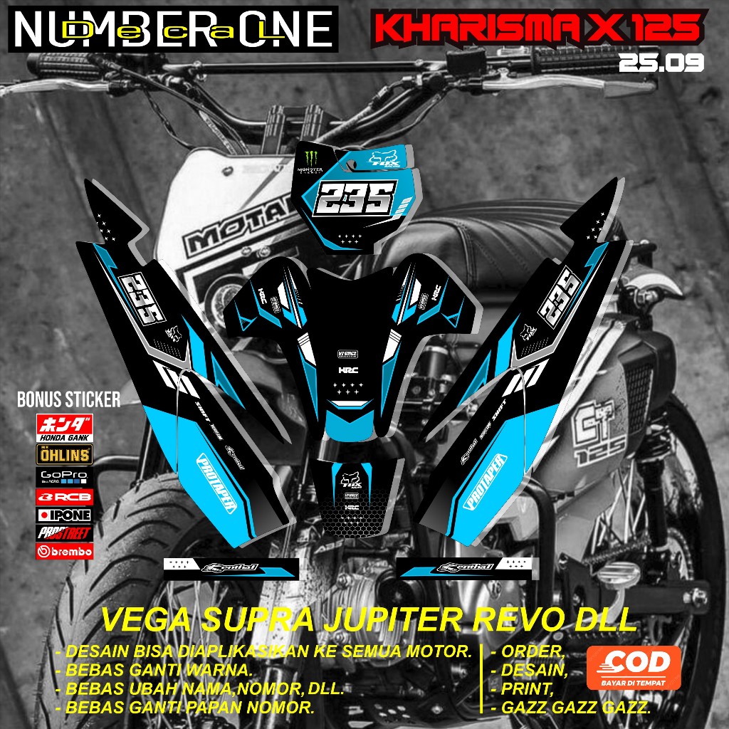 สติ๊กเกอร์ RBT KHARISMA X 125 MOTOR RBT BEBEK MODIF SUPERMOTO YZ CRF KLX KX KTM RBT รหัส 25.09