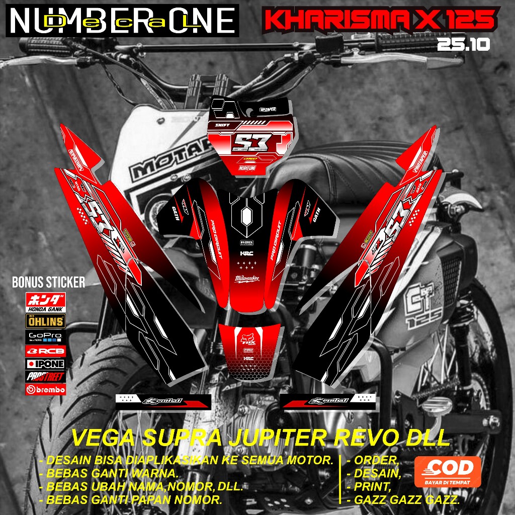 สติ๊กเกอร์ RBT KHARISMA X 125 MOTOR RBT BEBEK MODIF SUPERMOTO YZ CRF KLX KX KTM RBT รหัส 25.10