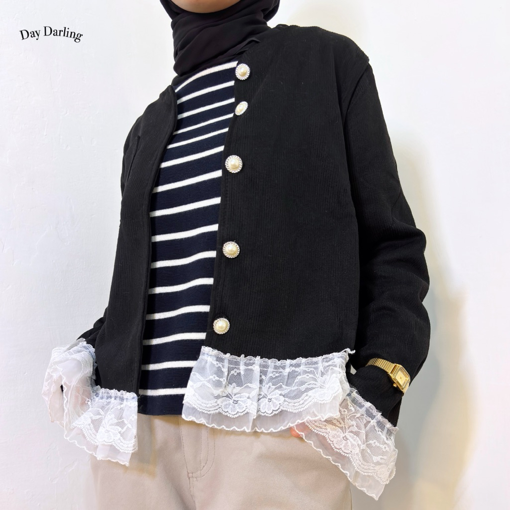 Day Darling - Yejin Top (คาร์ดิแกนเกาหลี / ผ้าลูกฟูกด้านนอก / สไตล์เกาหลี)