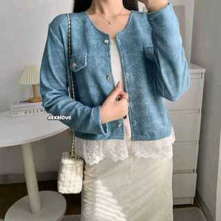 Dexalove - Ananta Outer Top Wanita Kekinian Kombinasi Lace Cantik Denim