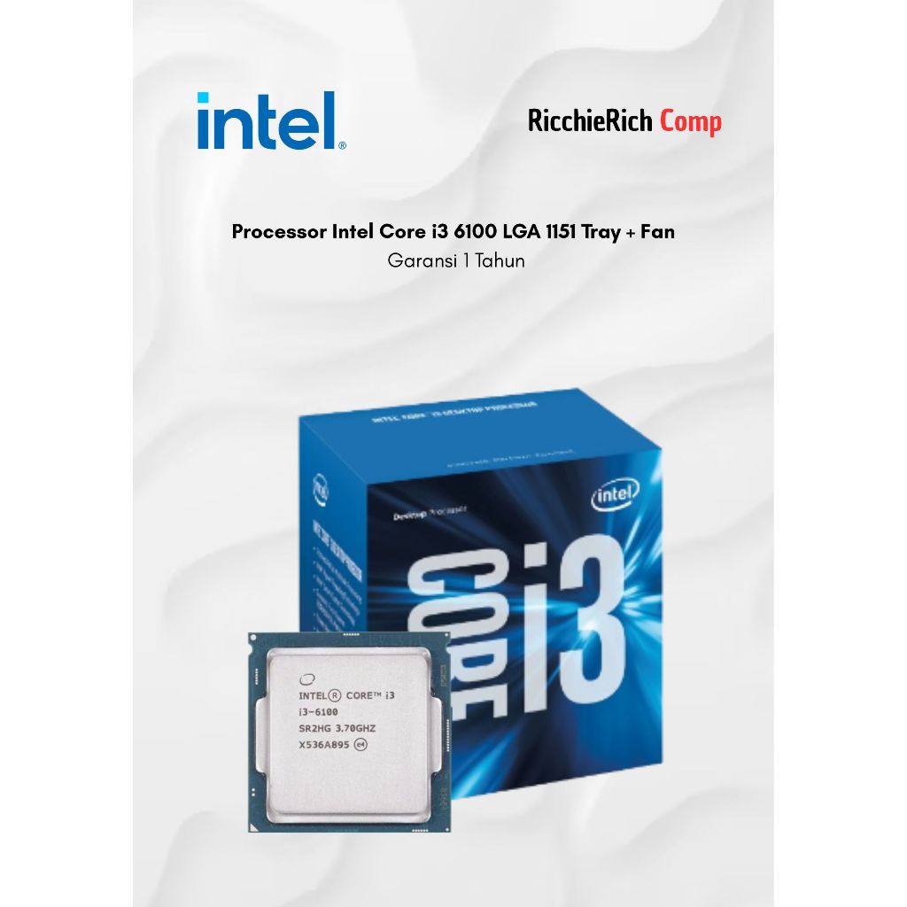 ถาดโปรเซสเซอร์ Intel Core i3 6100 LGA 1151 + พัดลม รับประกัน 1 ปี
