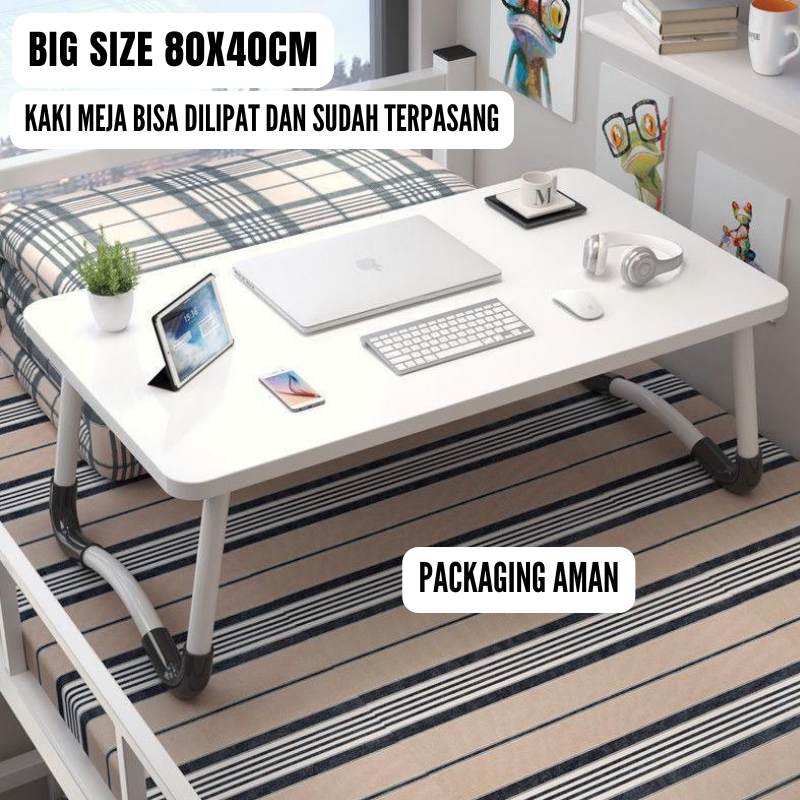 โต๊ะเรียนพับสีขาว 80x40 โต๊ะแล็ปท็อปอเนกประสงค์ขนาดใหญ่