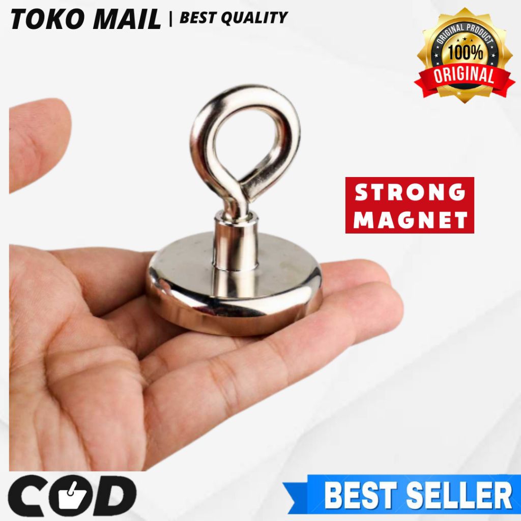 แม่เหล็กนีโอไดเมียม N52 ที่แข็งแกร่ง 160 กก. แม่เหล็กสําหรับตกปลาสําหรับทะเลและแม่น้ํา