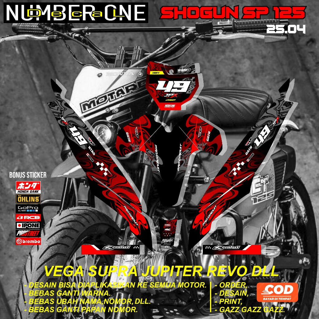 สติ๊กเกอร์ RBT SHOGUN SP 125 MOTOR RBT BEBEK MODIF SUPERMOTO YZ CRF KLX KX KTM RBT รหัส 25.04
