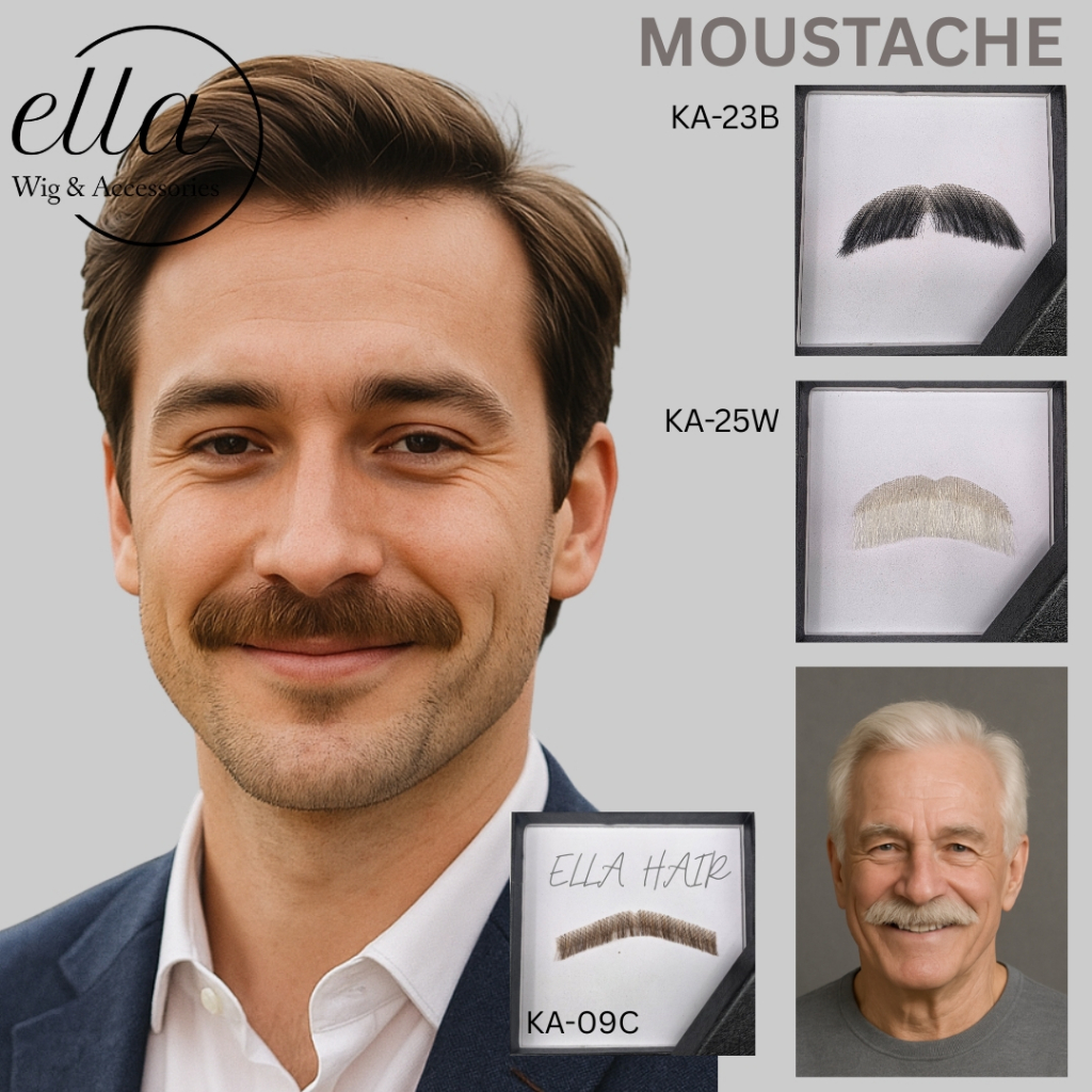 Ella Hair Moustache Collection Original Premiumหนวดยาวนานสามารถสวมใส่ซ้ําธรรมชาติที่มีอยู่ในรุ่นต่าง