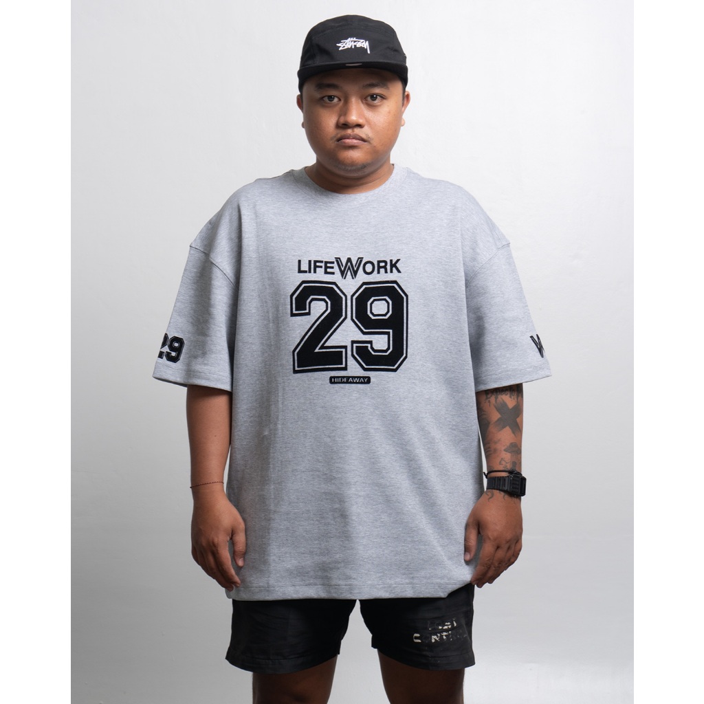 เสื้อยืดแขนสั้นขนาดใหญ่ Numbering One Mile Mile M.Grey Casual