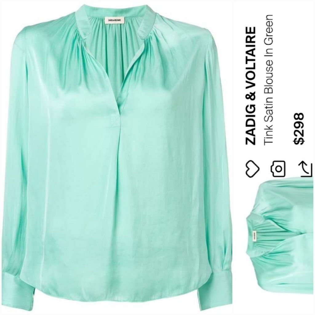 ZADIG & VOLTAIRE ผ้าหมึกซาติน สีทิฟฟานี่สีน้ําเงิน