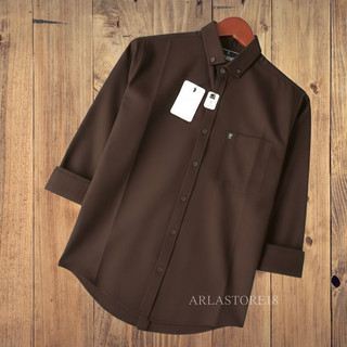 Kemeja Polos Coklat Mahogany Burgundy Pria Lengan Panjang Terlaris | Kemeja Pria Polos Sigaret Premium | Kemeja Polos Burgundy Burgundi