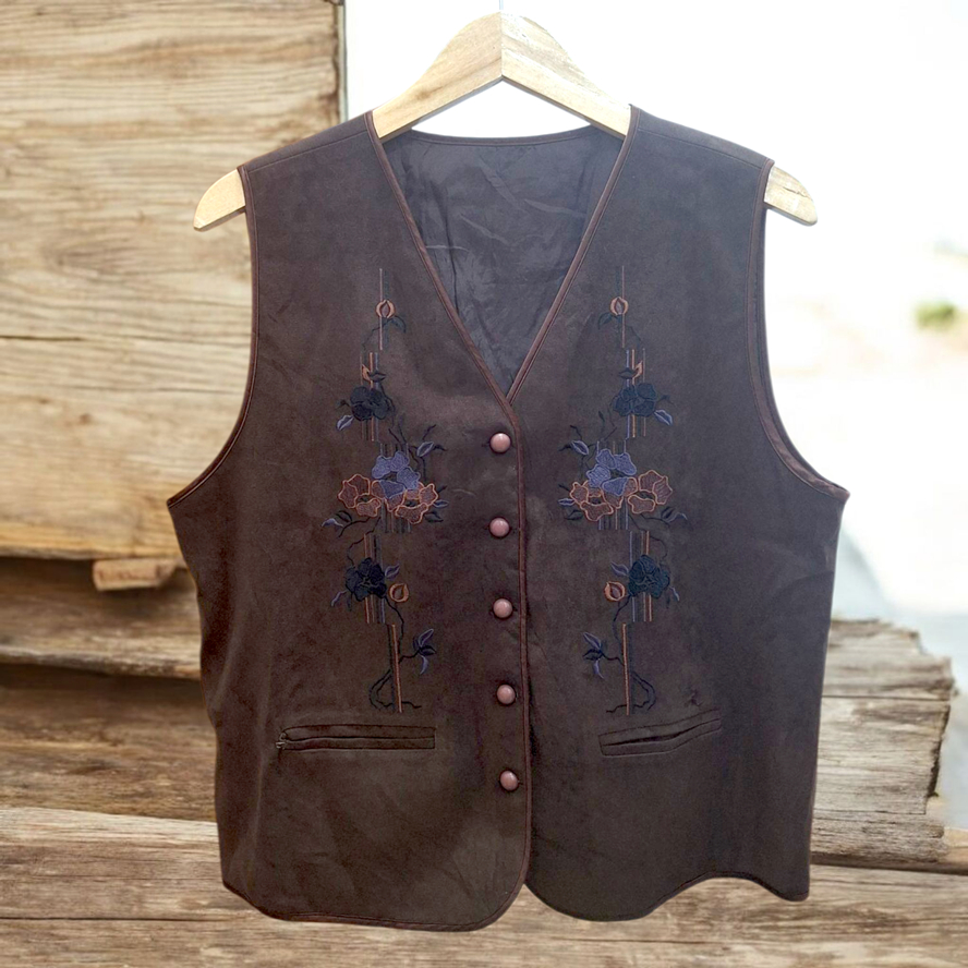 EVRA VINTAGE EMBROIDERY SUEDE VEST สไตล์เกาหลี READY BANGKOK PREMIUM COLLECTIONS โปรโมชั่นจํากัด