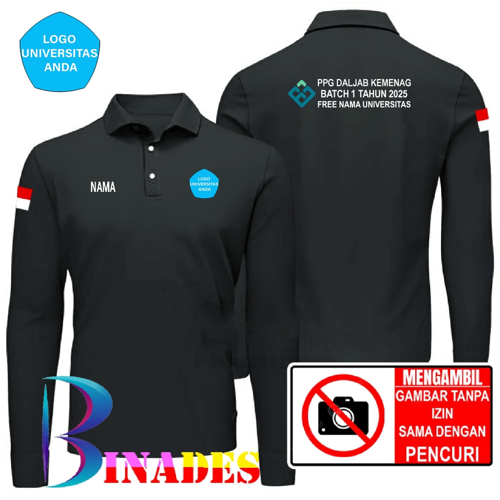 ขาย เสื้อยืดคอปก เสื้อคอปก PPG DALJAB KEMENAG, BATCH 1 YEAR 2025 FREE UNIVERSITY NAME, เสื้อยืด Wang