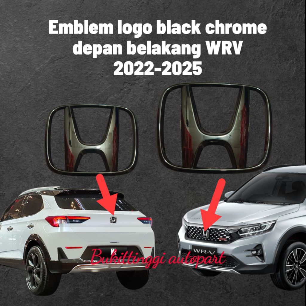 สัญลักษณ์โลโก้โครเมียมสีดําด้านหน้าและด้านหลัง WRV 2022-2025 รถ