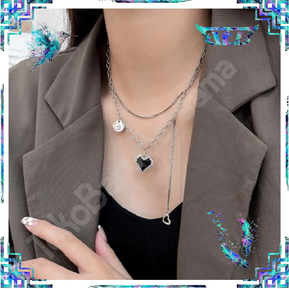 TBB สร้อยคอไทเทเนียมผู้หญิง Love จี้สร้อยคอไทเทเนียมผู้ชาย Anti-Rust Retro Y2K เกาหลี Hip Hop Multi-