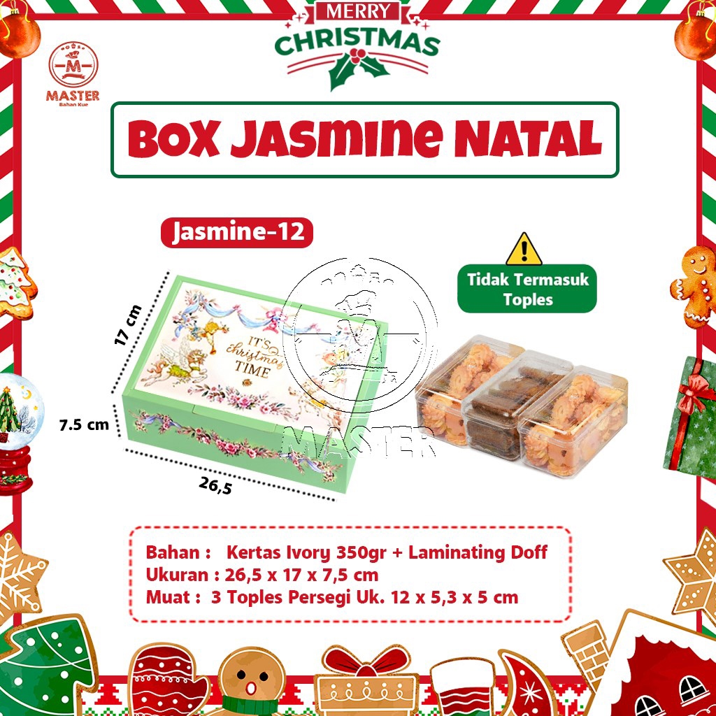 กล่องของขวัญคริสต์มาส JASMINE สําหรับ 3 กระปุก 12x5.3x5ซม. / กล่องของขวัญคริสต์มาส กล่องของขวัญคริสต