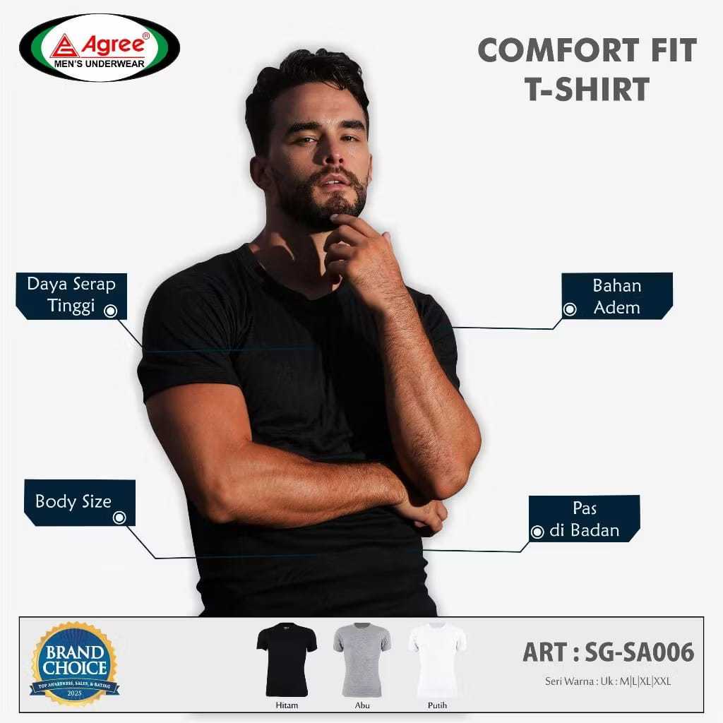 KATUN Agree Sport - Agree เสื้อกล้ามผู้ชายมีแขน Art SG SA 006 M-XXL - เสื้อยืดผ้าฝ้ายผู้ชาย